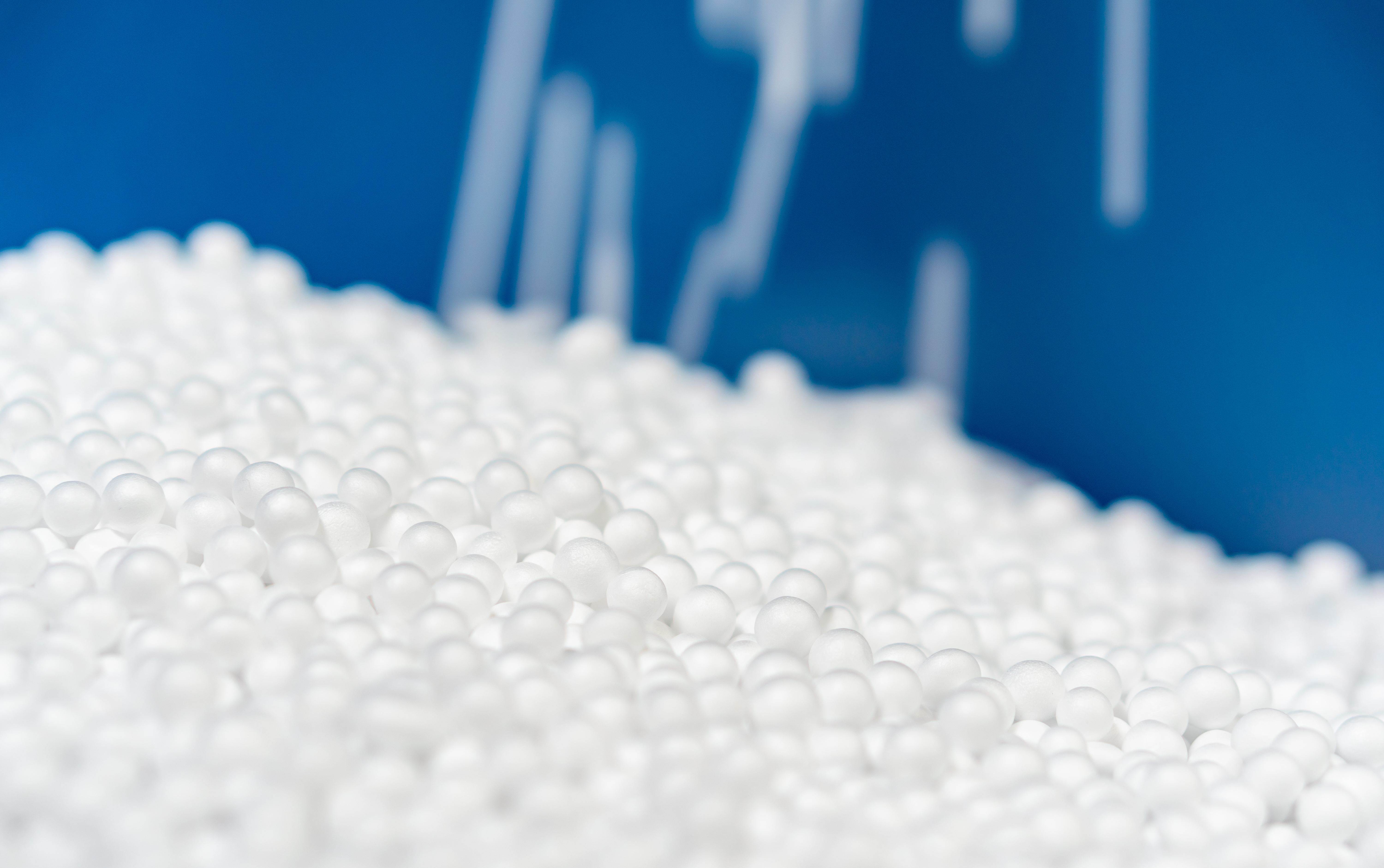 foam close up with a blue background