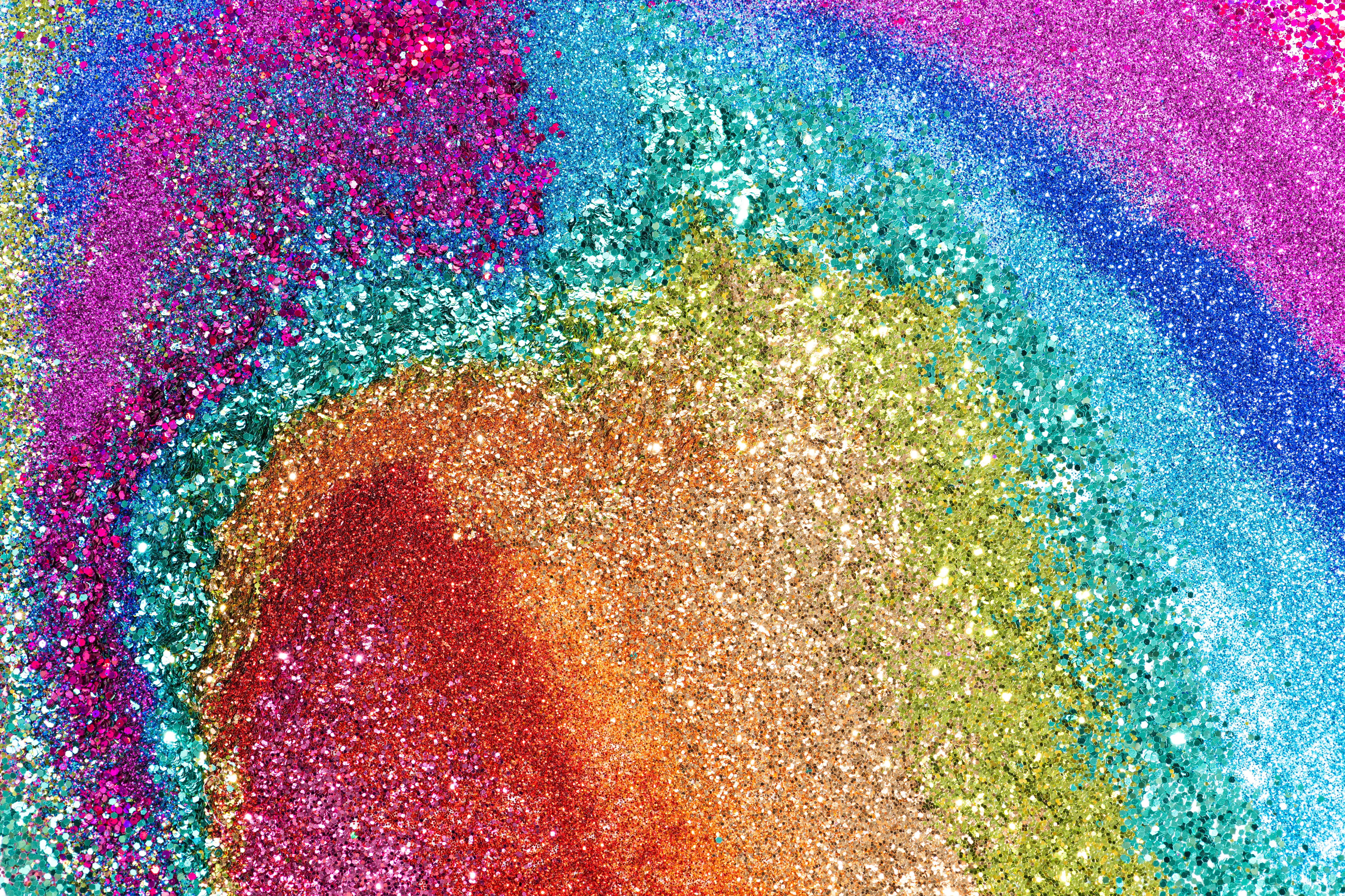 rainbow glitter close to the camera